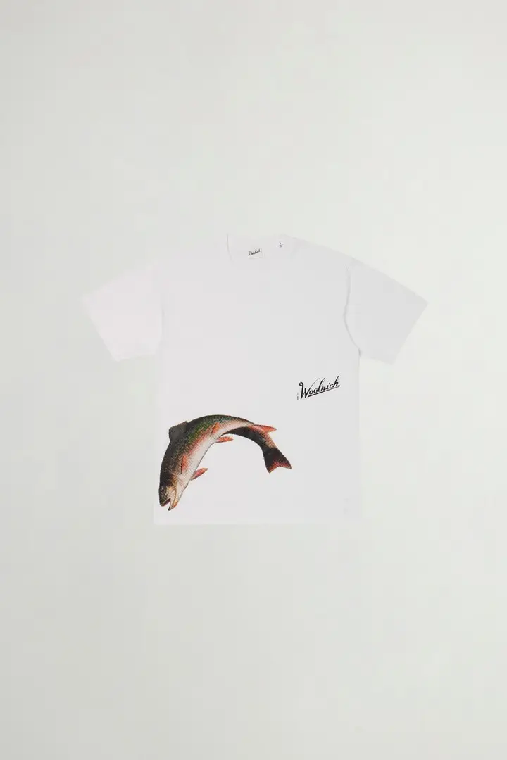 unisex T-shirt Fishing in puro cotone Bianco White