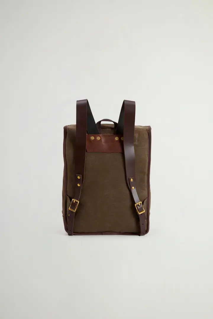 Unisex Zaino Mesabi Range in puro cotone cerato Verde Dried Herb miniatura 3