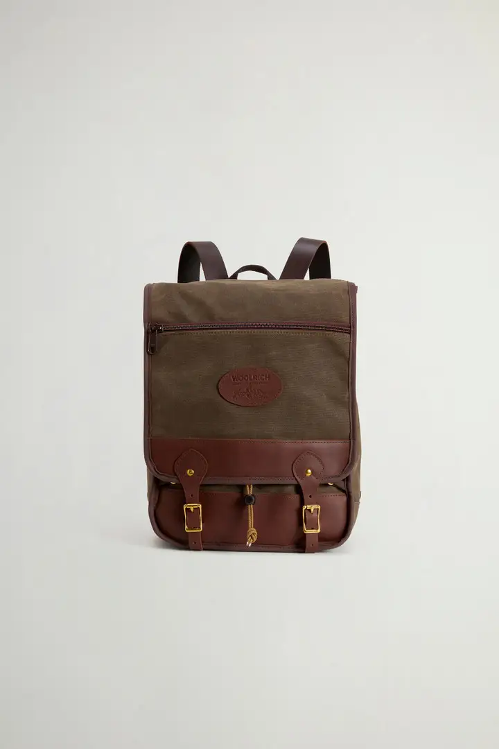 Unisex Zaino Mesabi Range in puro cotone cerato Verde Dried Herb