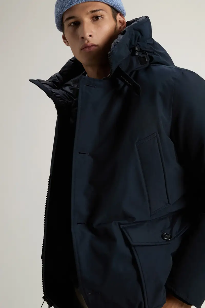 Uomo Arctic Anorak in Ramar Cloth Blu Melton Blue miniatura 3