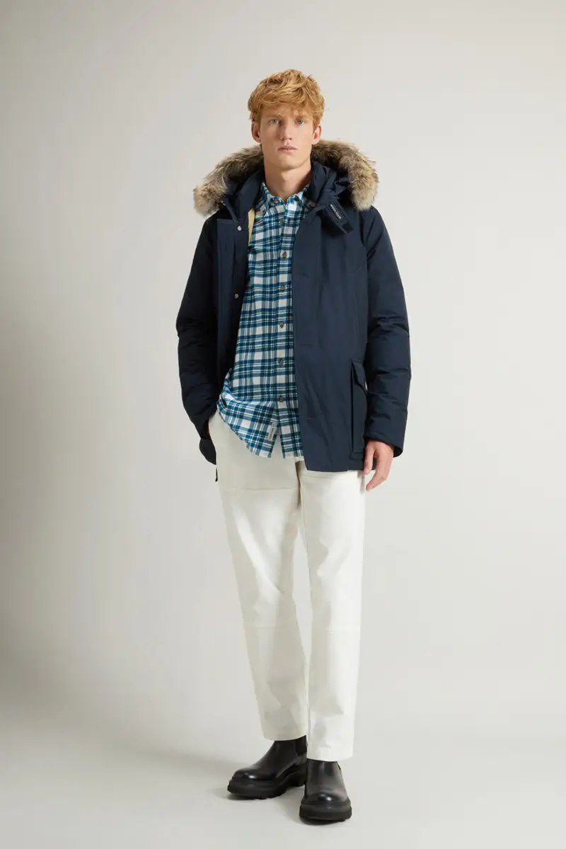 Woolrich Uomo Arctic Anorak in Ramar Cloth con pelliccia removibile Blu Taglia XXS