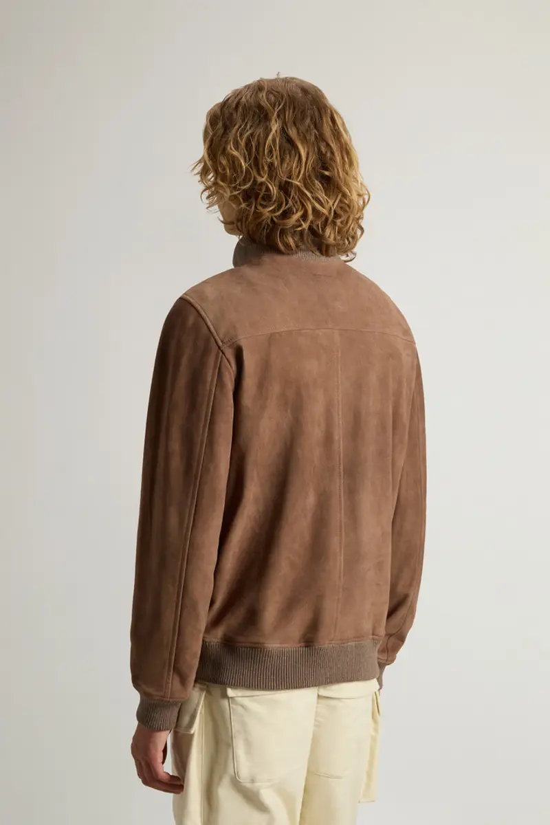 Woolrich Uomo Bomber double face in pelle scamosciata Marrone Taglia XS miniatura 2