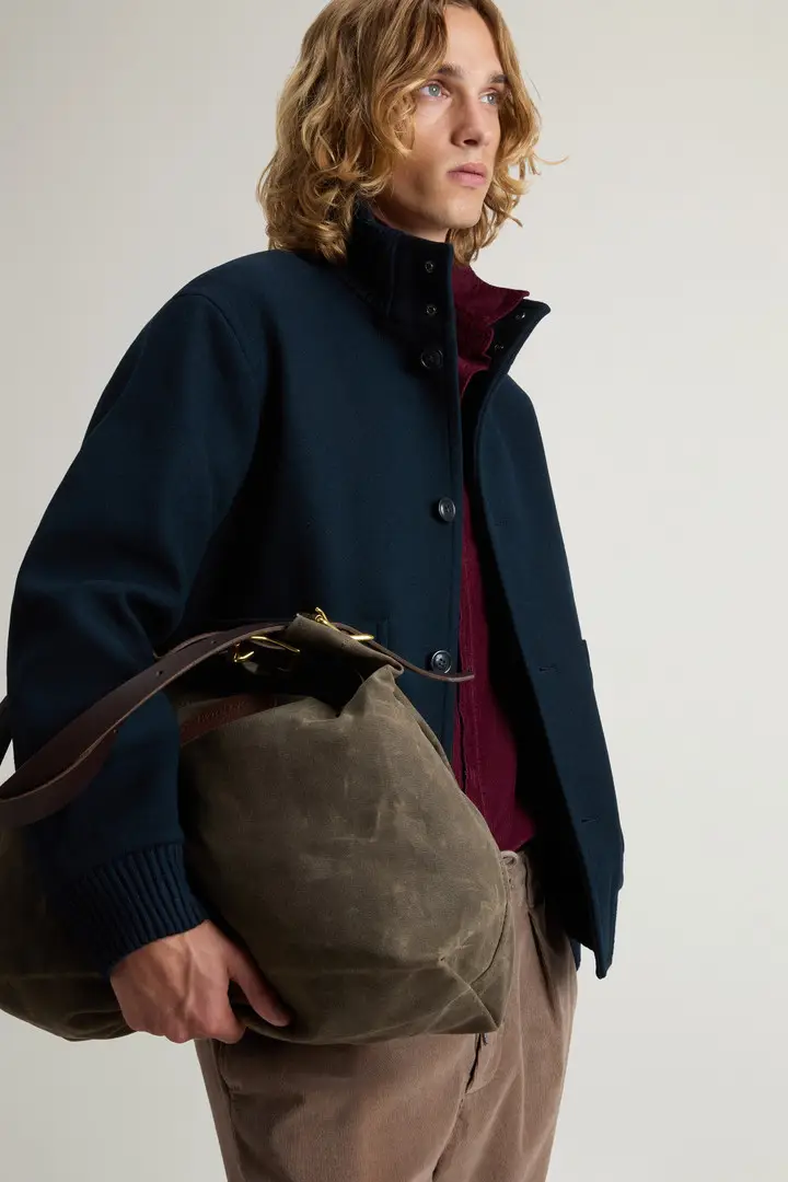 uomo Bomber in misto lana vergine Melton Blu Melton Blue miniatura 3