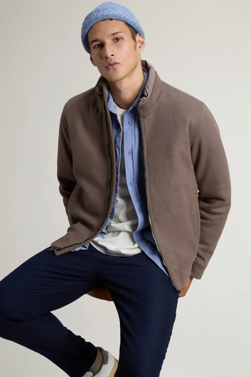 Uomo Bomber Lewis in misto lana e cotone Marrone Falcon miniatura 3