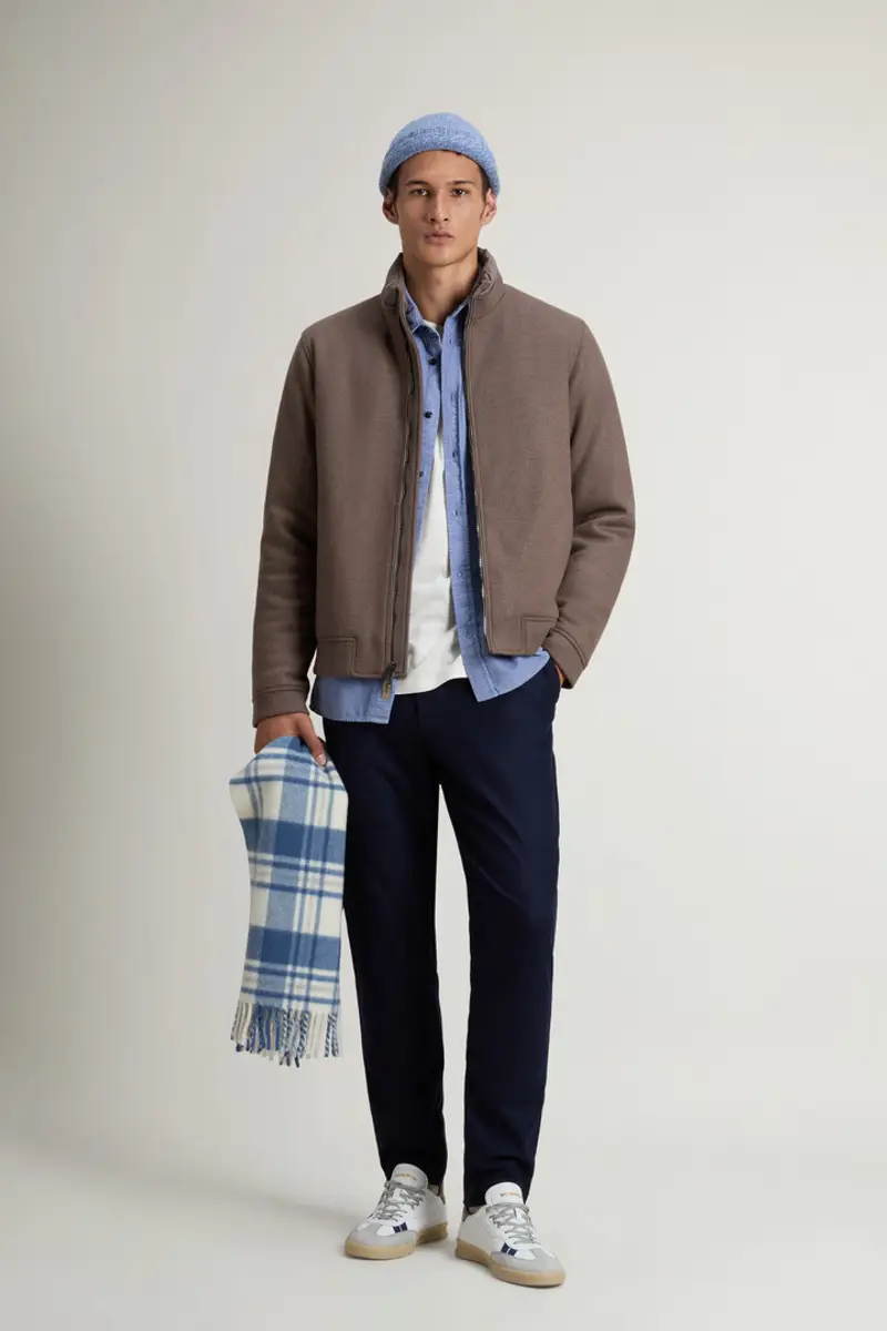 Uomo Bomber Lewis in misto lana e cotone Marrone Falcon