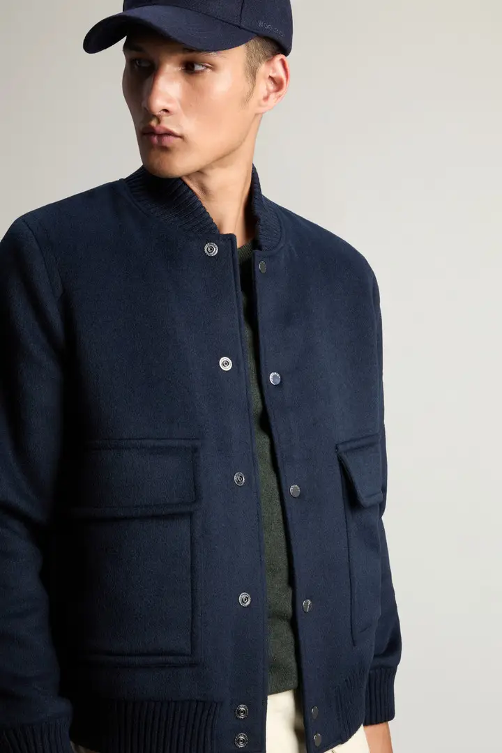 Uomo Bomber Miles in misto lana Blu Melton Blue miniatura 3