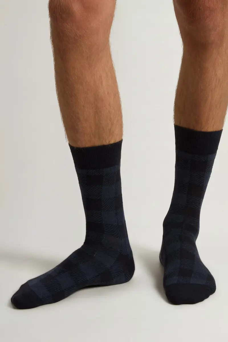 Uomo Calzini in misto cotone Blu Blue Grey miniatura 3