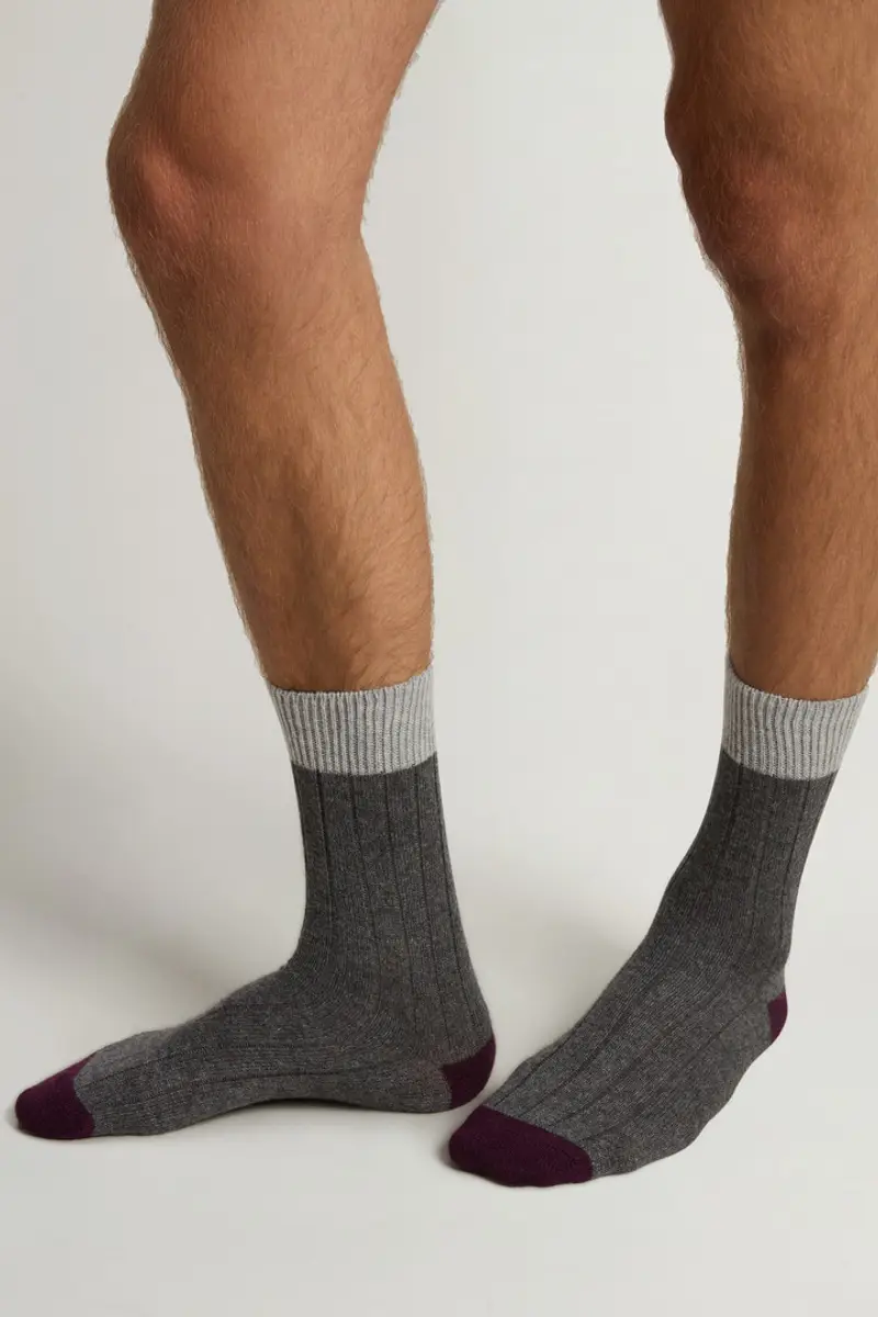 Uomo Calzini in misto lana e cashmere Blu Blue Grey miniatura 3