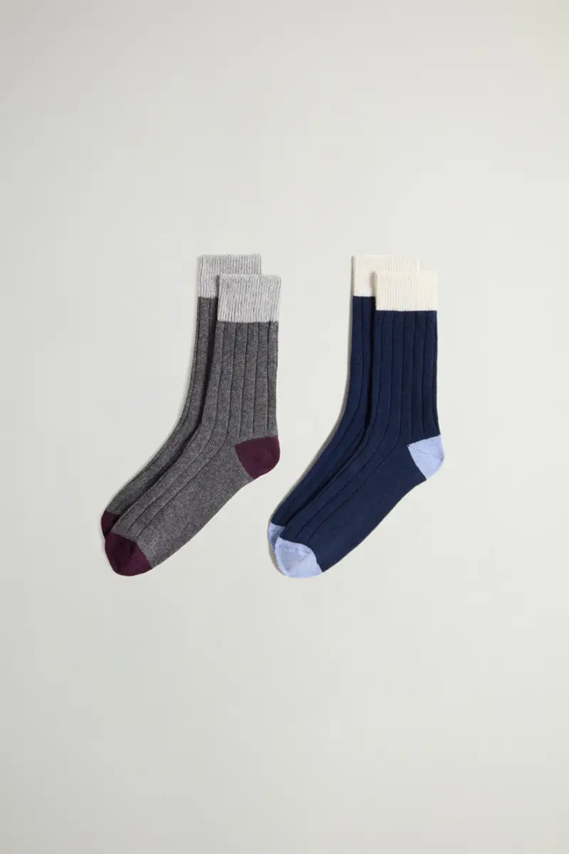 Uomo Calzini in misto lana e cashmere Blu Blue Grey