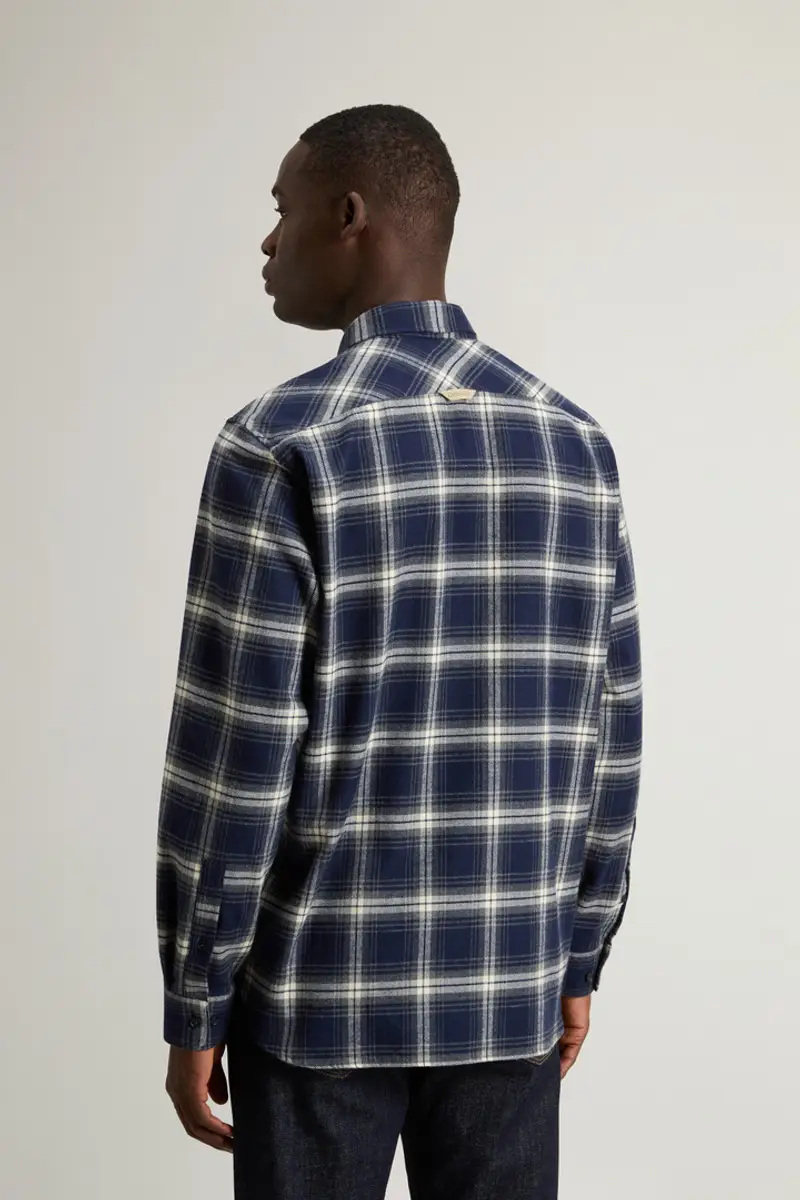 Uomo Camicia a quadri in flanella di puro cotone Blu Blue Check miniatura 2