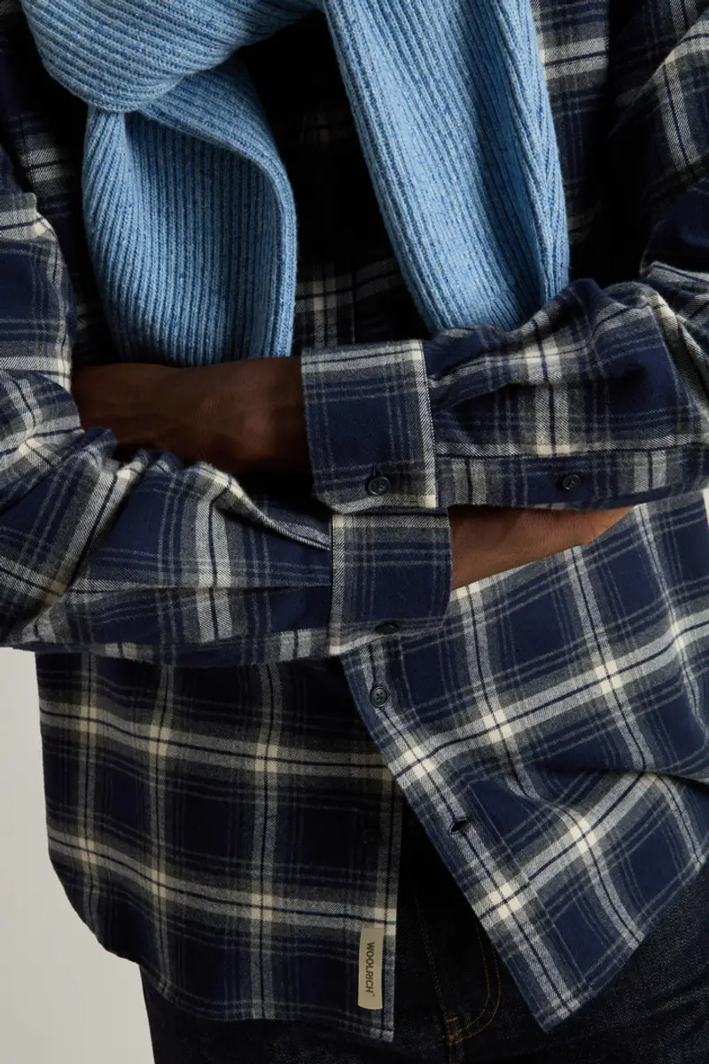 Uomo Camicia a quadri in flanella di puro cotone Blu Blue Check miniatura 3