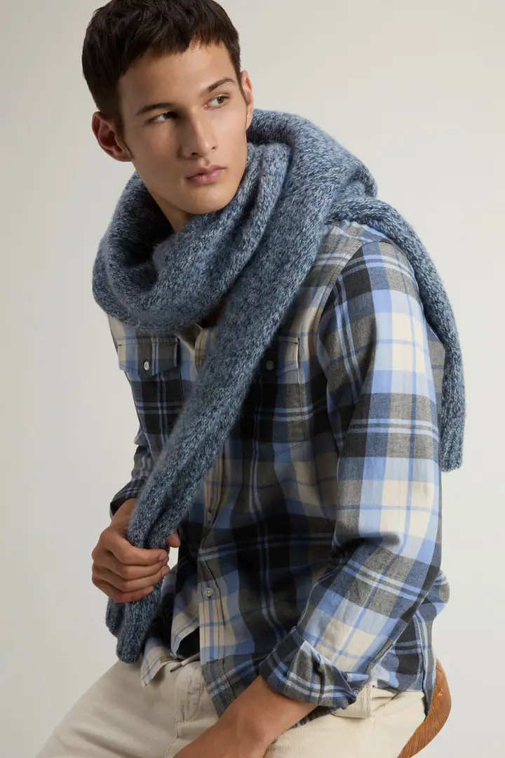 Uomo Camicia a quadri in flanella di puro cotone Madras Blu Marine Black Watch miniatura 3