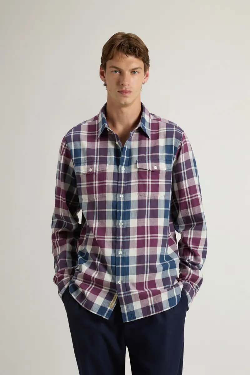 Woolrich Uomo Camicia a quadri in flanella di puro cotone Madras Multicolore Taglia S