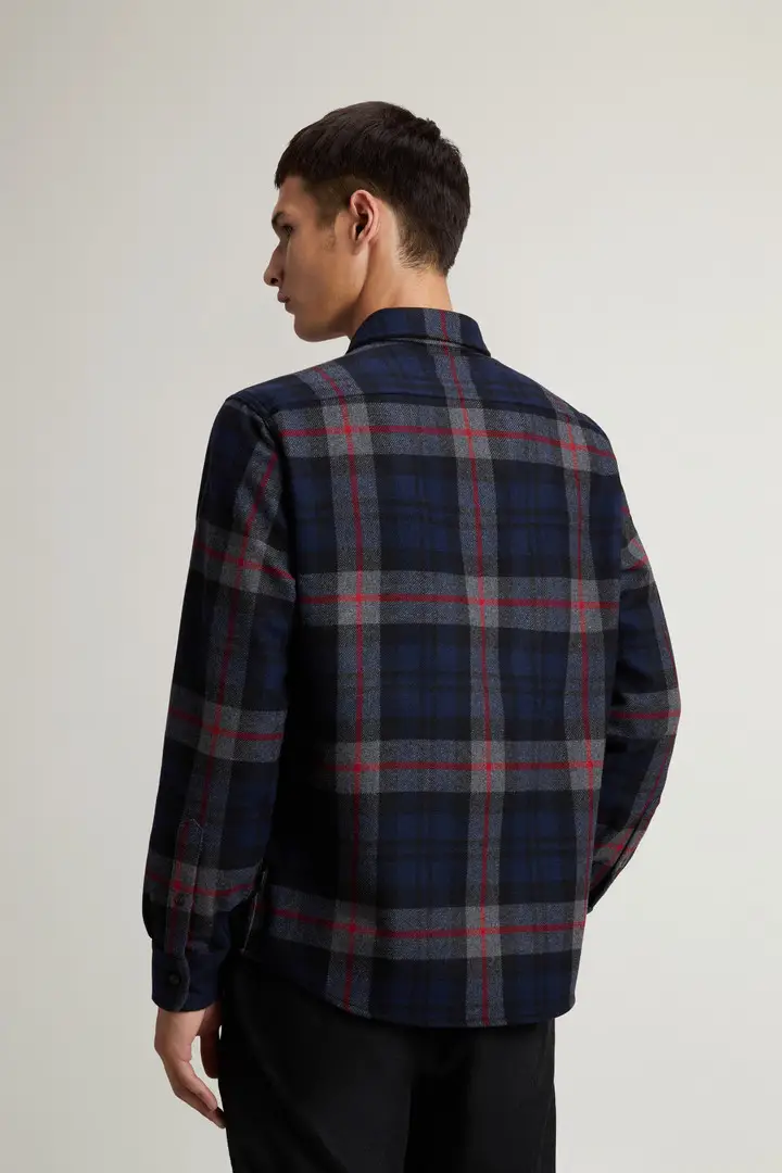 Uomo Camicia di flanella Trout Run in misto lana con motivo a quadri Multicolore Navy Check miniatura 2