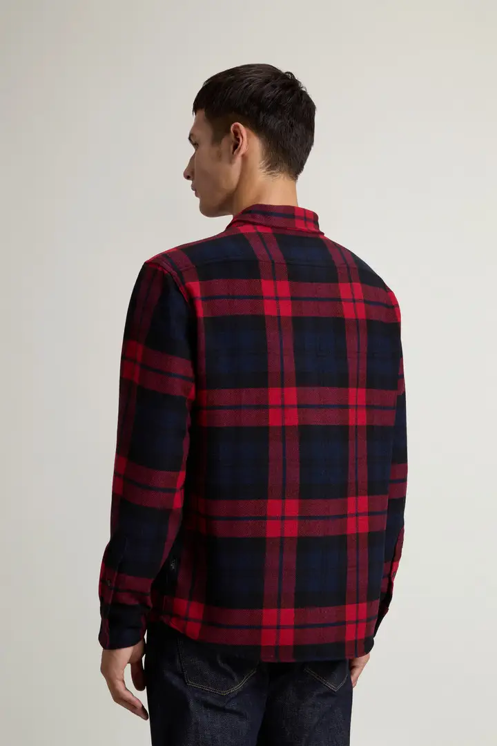 Uomo Camicia di flanella Trout Run in misto lana con motivo a quadri Rosso Red Blue Check miniatura 2