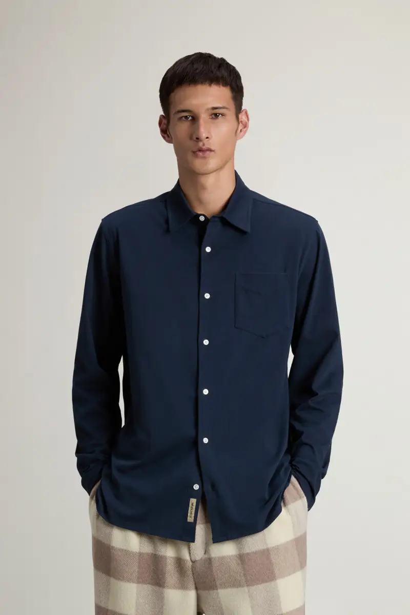 Woolrich Uomo Camicia in jersey di puro cotone Blu Taglia S