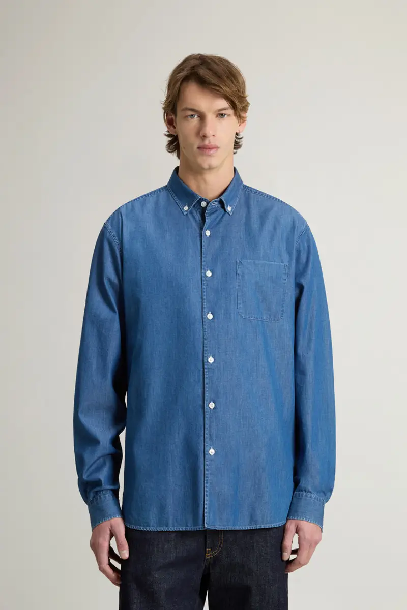 Woolrich Uomo Camicia in puro cotone Blu Taglia XS