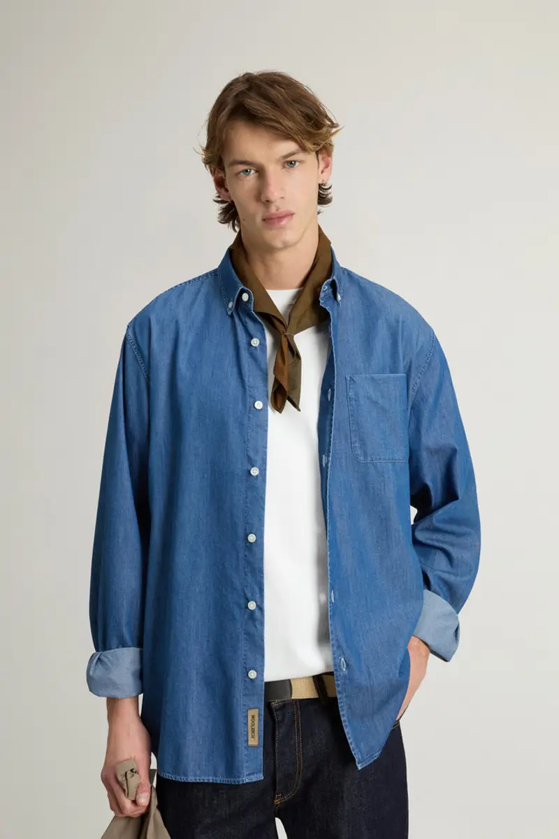 Woolrich Uomo Camicia in puro cotone Blu Taglia XS miniatura 3