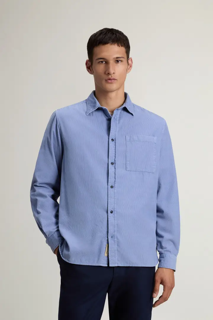 Uomo Camicia in velluto a coste Blu Marine