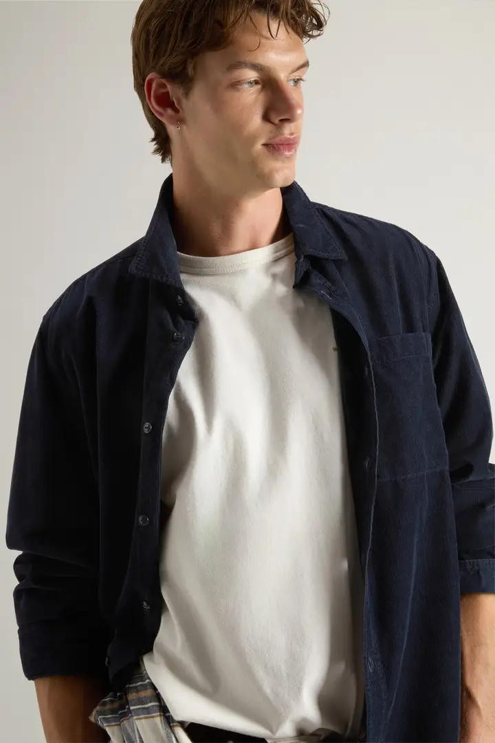 Uomo Camicia in velluto a coste Blu Melton Blue miniatura 3