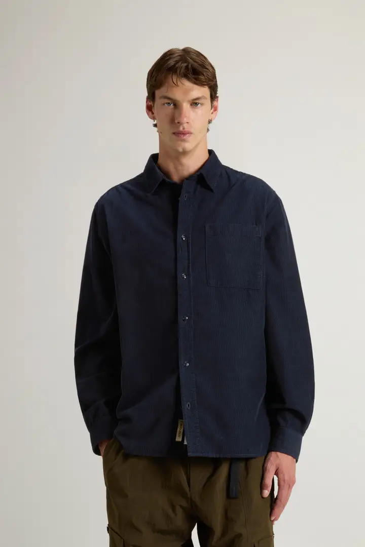 Uomo Camicia in velluto a coste Blu Melton Blue