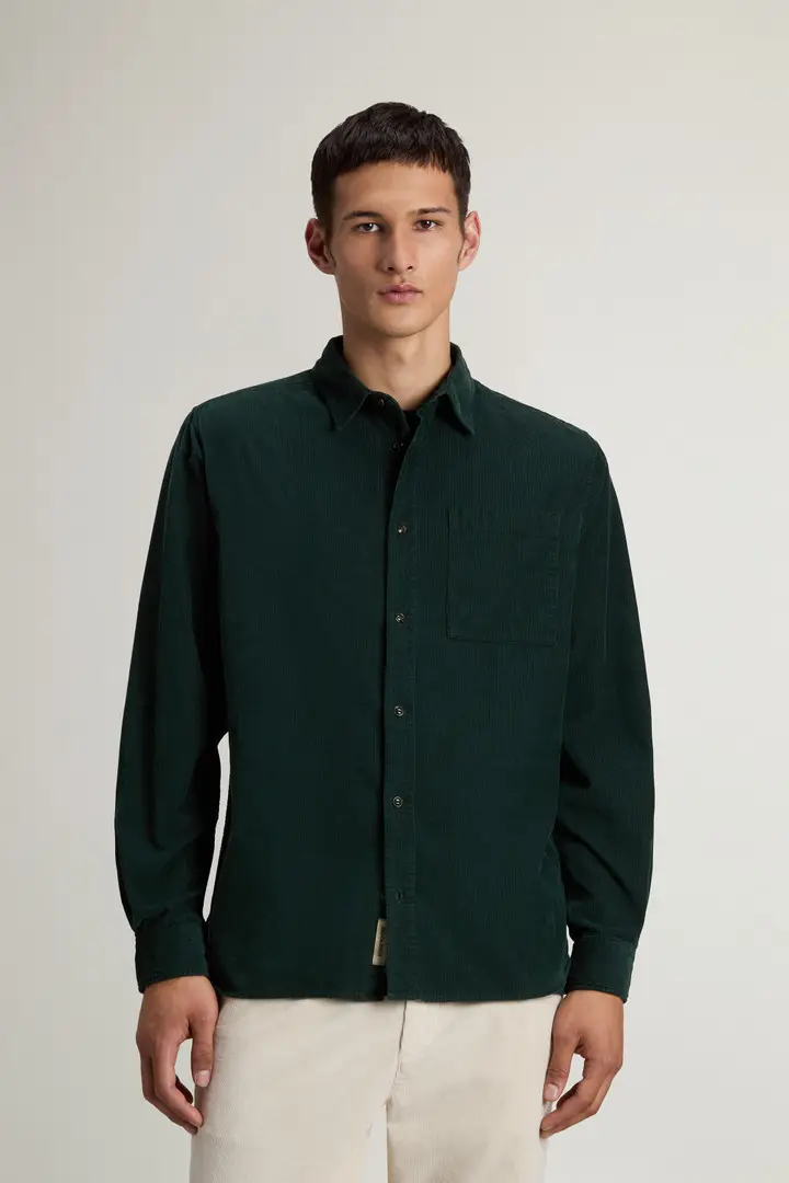 Uomo Camicia in velluto a coste Verde Dark Holly Green