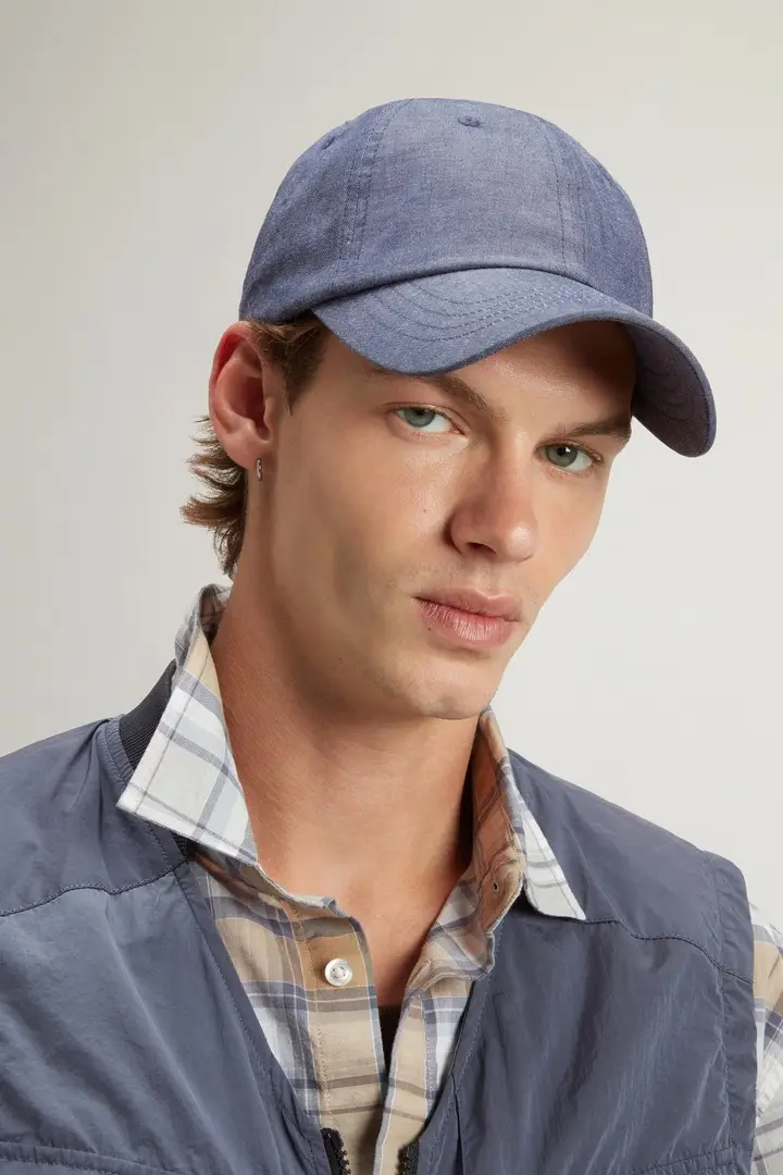 uomo Cappellino baseball in denim di cotone Blu Medium Indigo miniatura 3