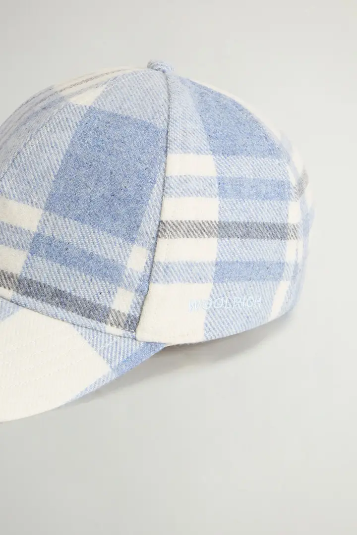 Uomo Cappellino in misto lana italiana riciclata Blu Marine Check miniatura 2