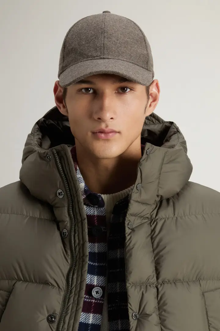 Uomo Cappellino in misto lana italiana riciclata Marrone Falcon miniatura 3