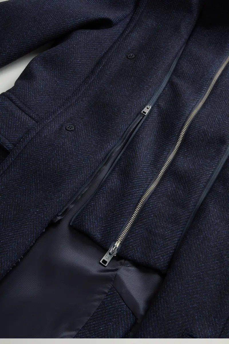 Woolrich Uomo Cappotto in pura lana italiana realizzato utilizzando un tessuto Loro Piana Blu Taglia XS miniatura 3