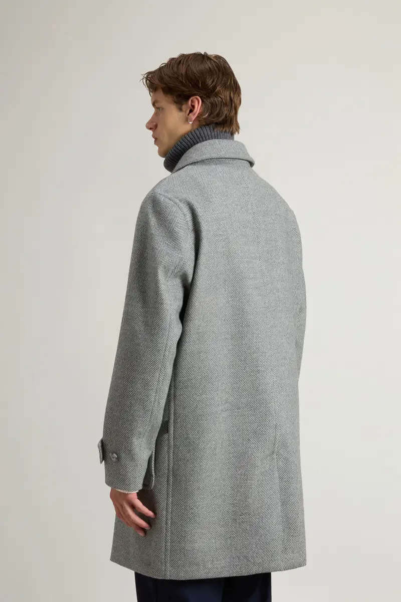 Uomo Cappotto in pura lana italiana realizzato utilizzando un tessuto Loro Piana Grigio Light Grey miniatura 2
