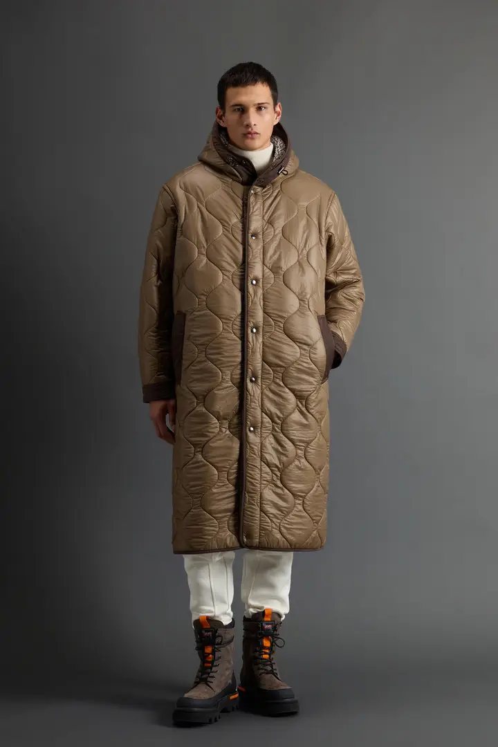 uomo Cappotto trapuntato con fodera in sherpa by Todd Snyder Beige Taupe
