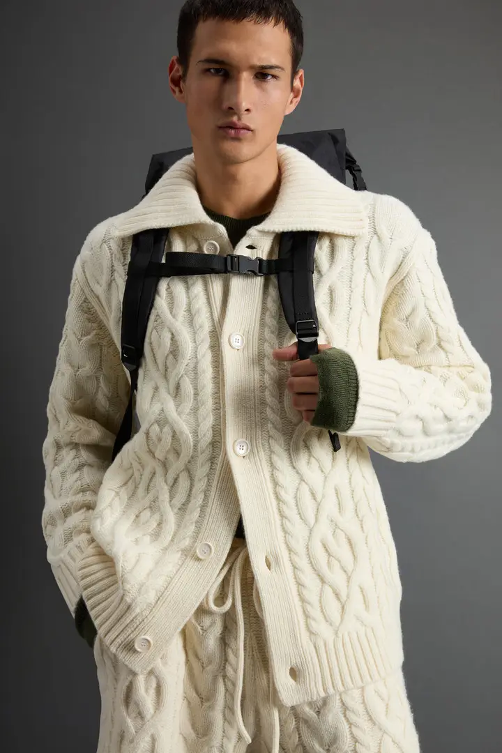 Woolrich Cardigan Uomo Crema 4176255 miniatura 3