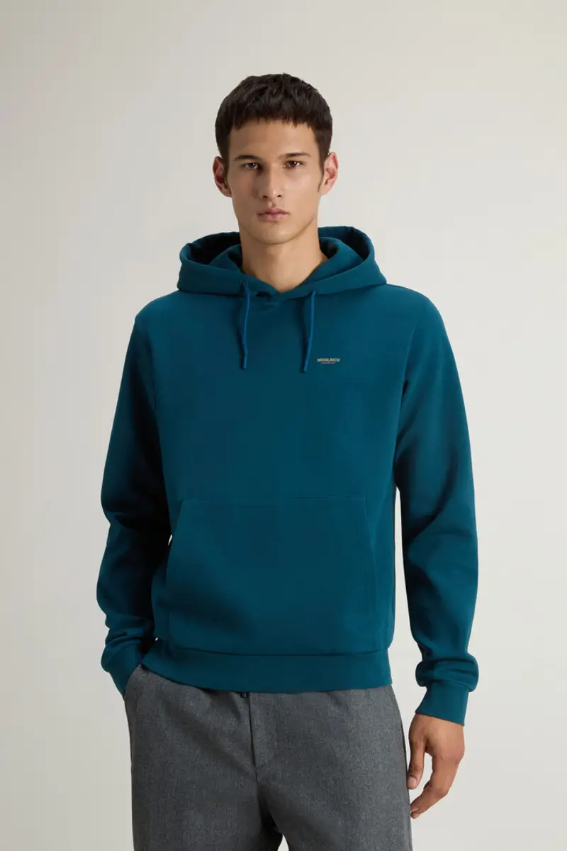 Woolrich Uomo Felpa con cappuccio in misto cotone interlock Blu Taglia S