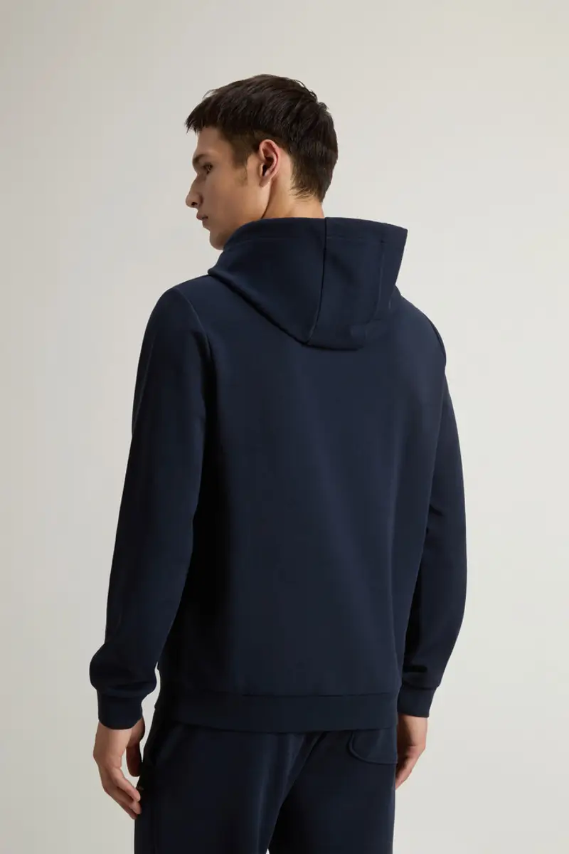 Woolrich Uomo Felpa con cappuccio in misto cotone interlock Blu Taglia S miniatura 2