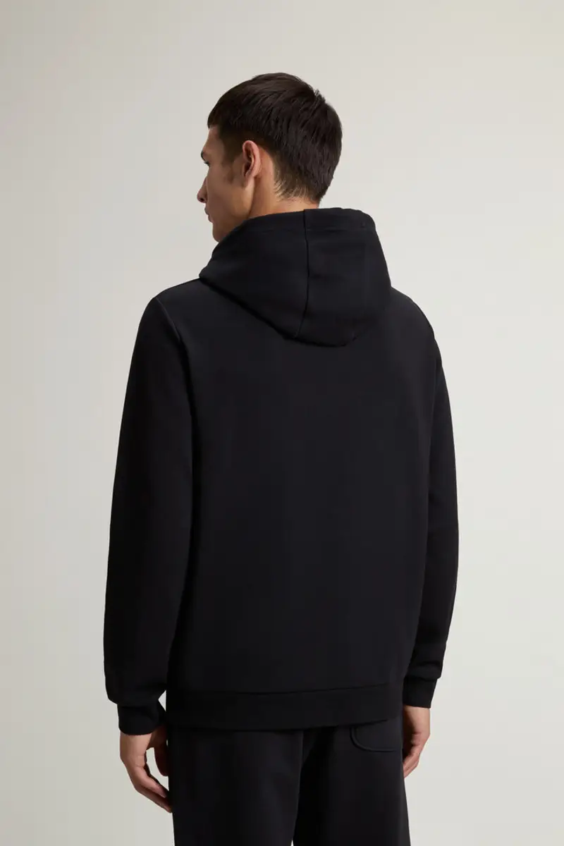 Woolrich Uomo Felpa con cappuccio in misto cotone interlock Nero Taglia S miniatura 2