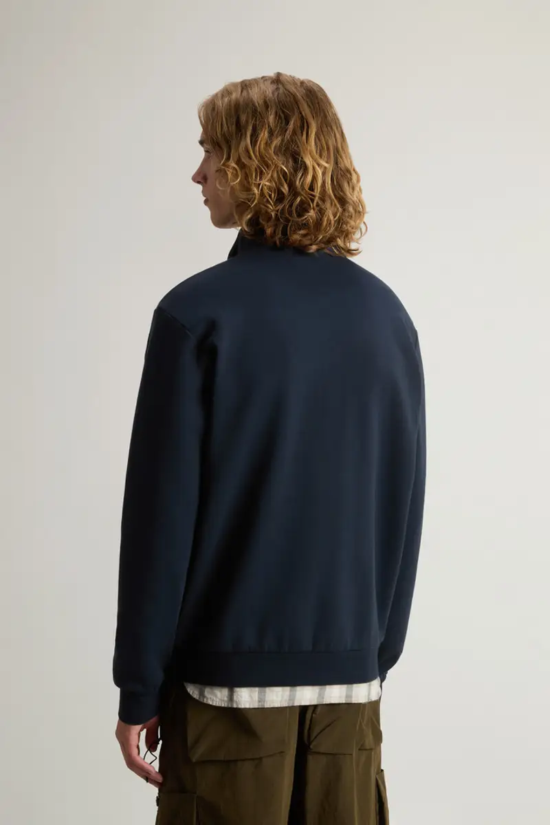 Woolrich Uomo Felpa full-zip a collo alto in misto cotone interlock con logo Blu Taglia S miniatura 2