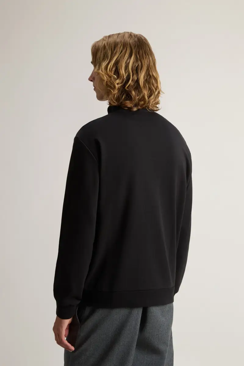 Woolrich Uomo Felpa full-zip a collo alto in misto cotone interlock con logo Nero Taglia S miniatura 2