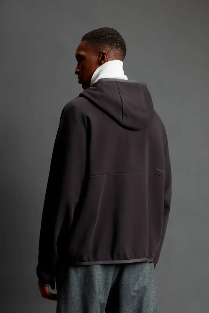 Uomo Felpa full-zip con cappuccio in misto cotone Interlock e nylon by Todd Snyder Nero Black miniatura 2