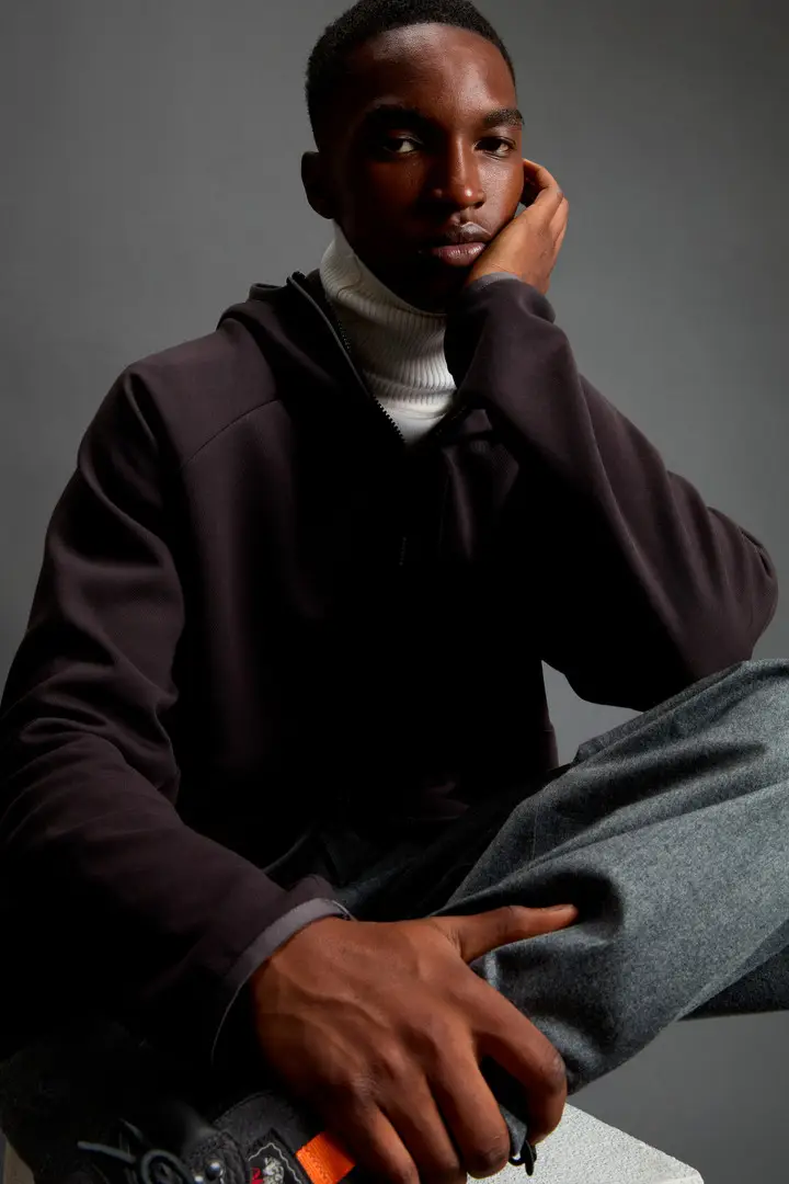 Uomo Felpa full-zip con cappuccio in misto cotone Interlock e nylon by Todd Snyder Nero Black miniatura 3