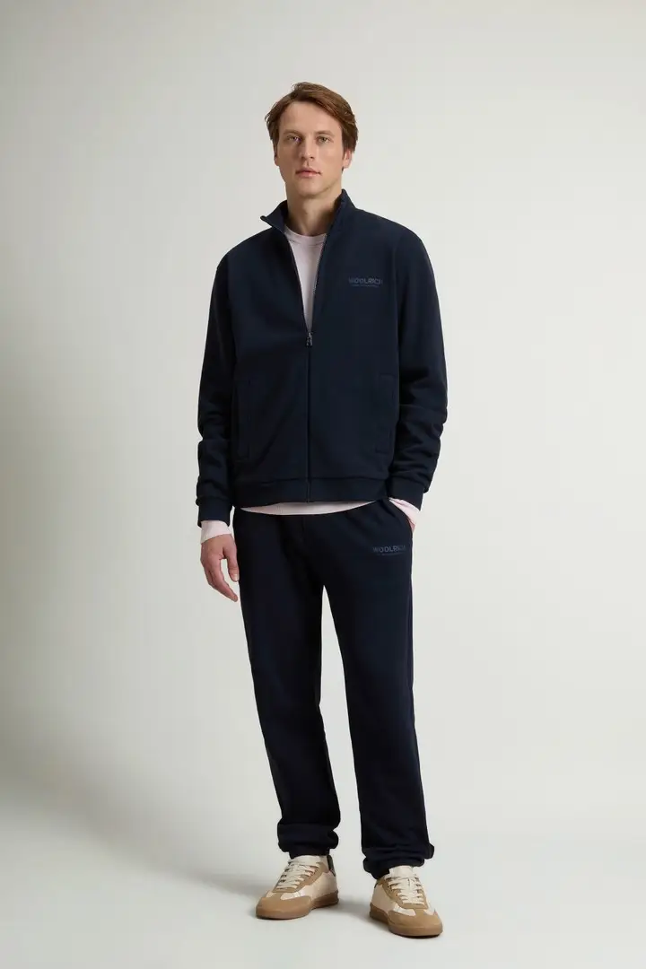 uomo Felpa full-zip in puro cotone con macro logo sul retro Blu Melton Blue miniatura 2