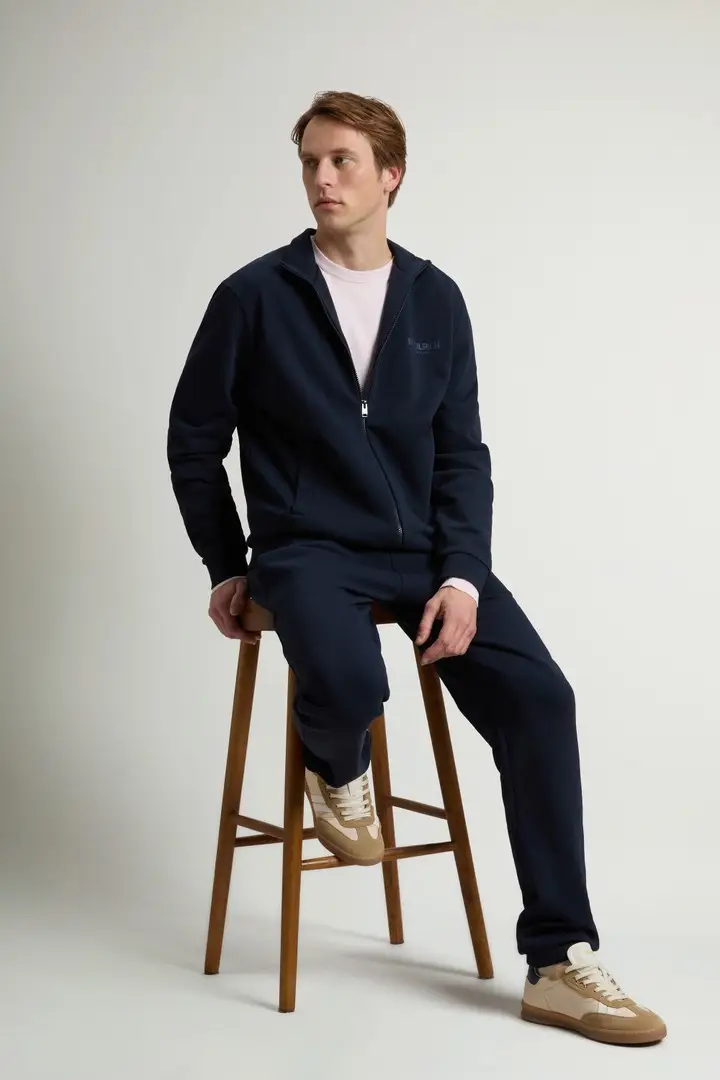 uomo Felpa full-zip in puro cotone con macro logo sul retro Blu Melton Blue miniatura 3