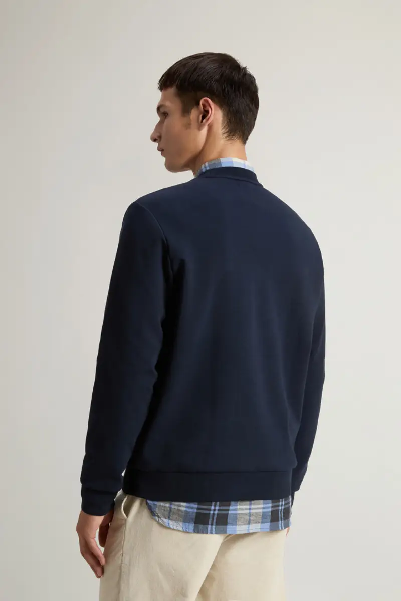 Woolrich Uomo Felpa girocollo in misto cotone interlock con logo Blu Taglia S miniatura 2