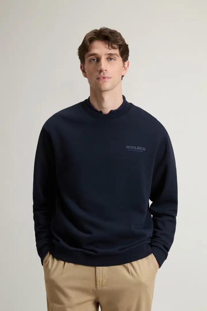 uomo Felpa girocollo in puro cotone con macro logo sul retro Blu Melton Blue miniatura 2