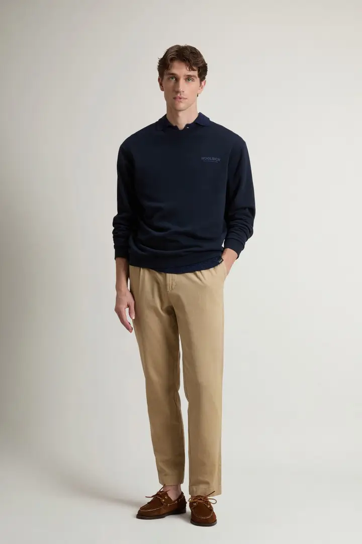 uomo Felpa girocollo in puro cotone con macro logo sul retro Blu Melton Blue miniatura 3