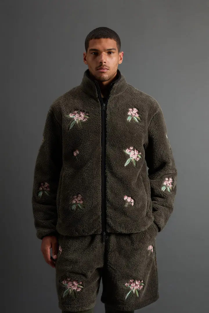 uomo Felpa in sherpa con fiori ricamati by Todd Snyder Verde Green