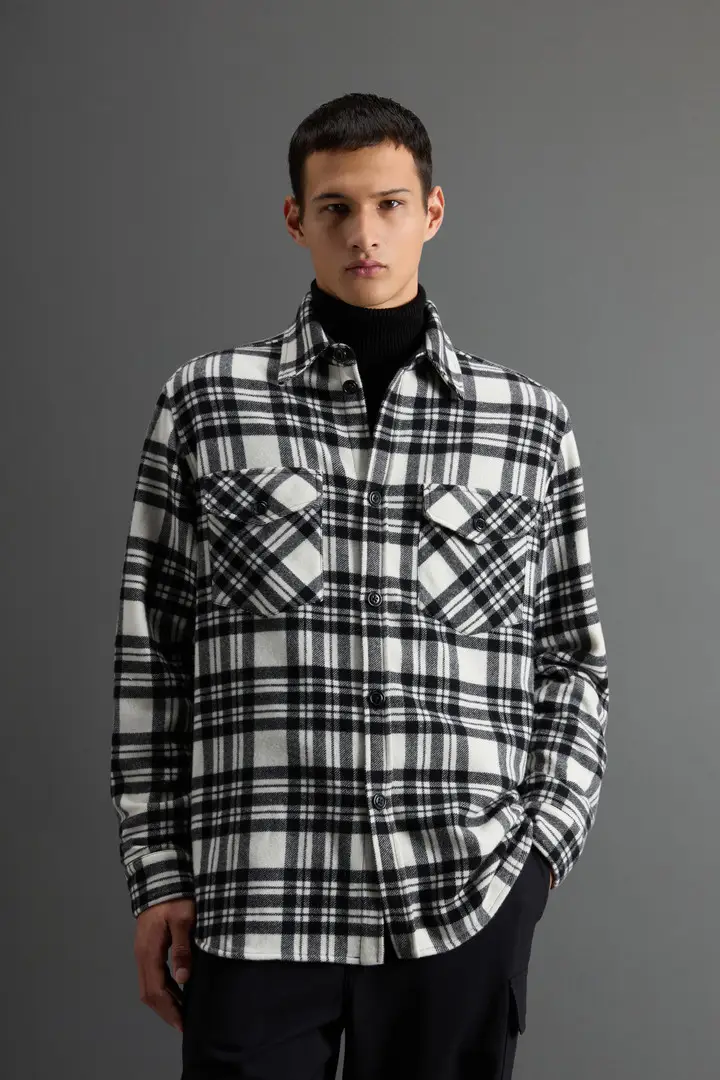 uomo Giacca a camicia a quadri in puro cashmere by Todd Snyder Multicolore Black White