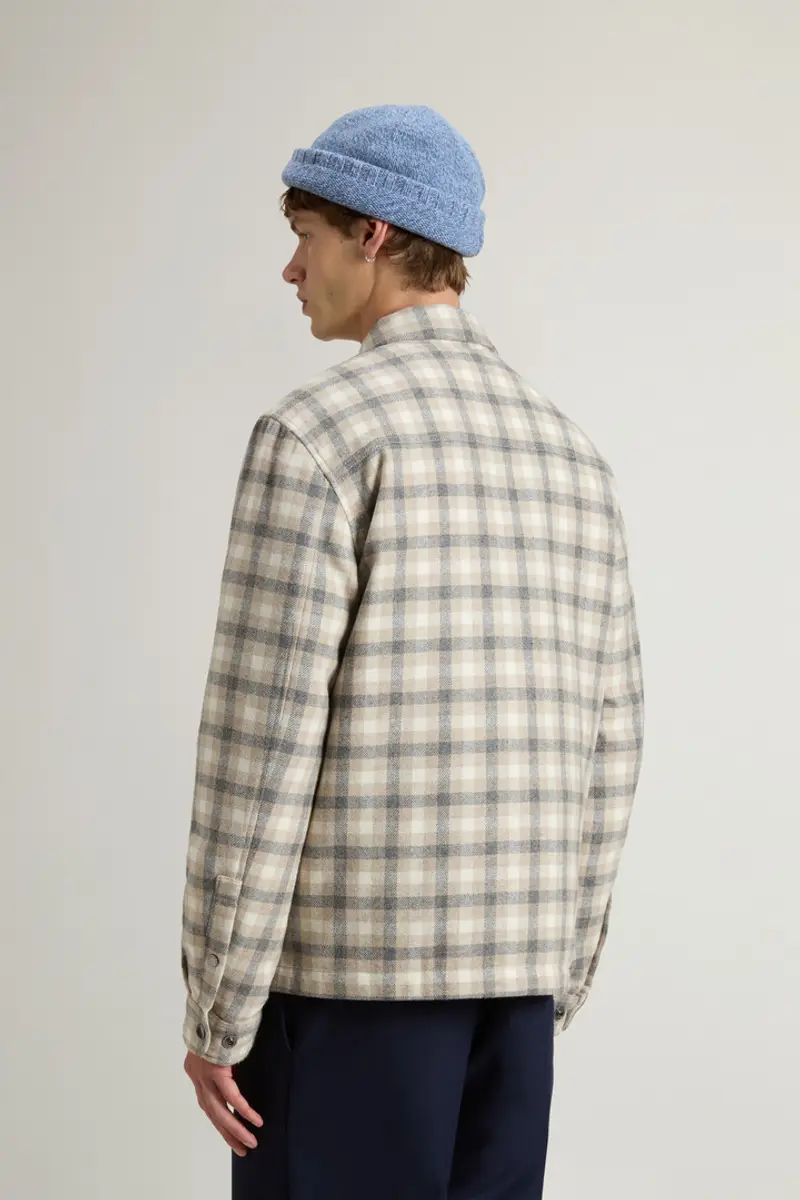 Uomo Giacca a camicia Alaskan Check in misto lana italiana riciclata Beige Oatmeal Check miniatura 2