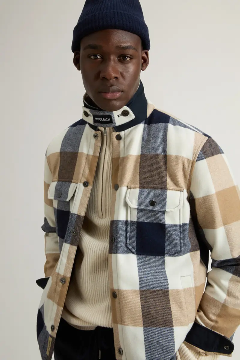 Uomo Giacca a camicia Alaskan Check in misto lana italiana riciclata Bianco Cream Buffalo miniatura 3