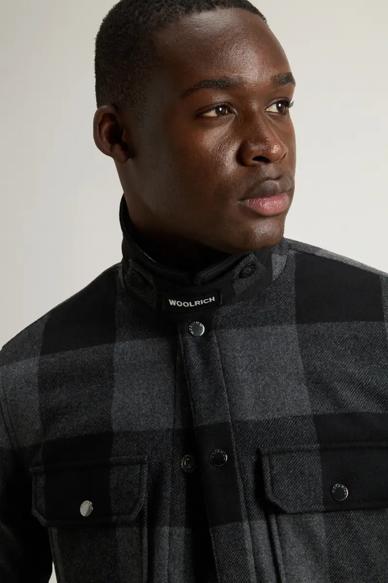 Uomo Giacca a camicia Alaskan Check in misto lana italiana riciclata Nero Charcoal Buffalo miniatura 3
